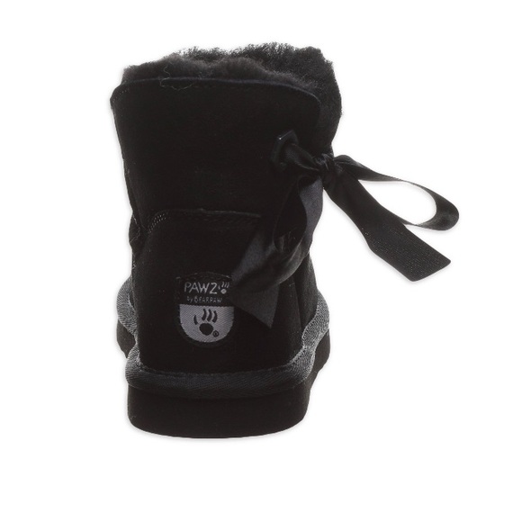 Pawz by BearPaw Girls Amelia II Black Suede Ankle Boots With Bow Size 10 - Picture 2 of 5